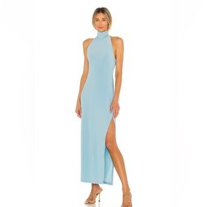 Norma Kamali halter turtle side slit gown